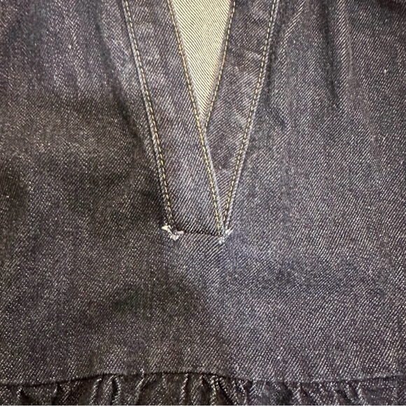 Amanda Uprichard Denim Mini Dress XS | Ruffle Tiered Hem V-Neck Summer Casual - Picture 3 of 5